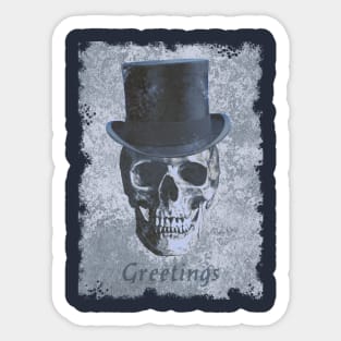 Skull in Top Hat spooky macabre blue Sticker